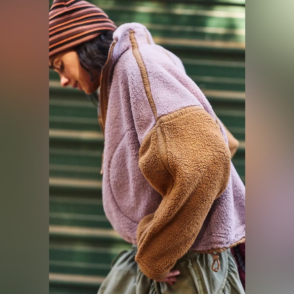 NWT FREE PEOPLE MOVEMENT Mountain High Logo Half Zip Fleece | Mauve/Twig $198 - Picture 4 of 9